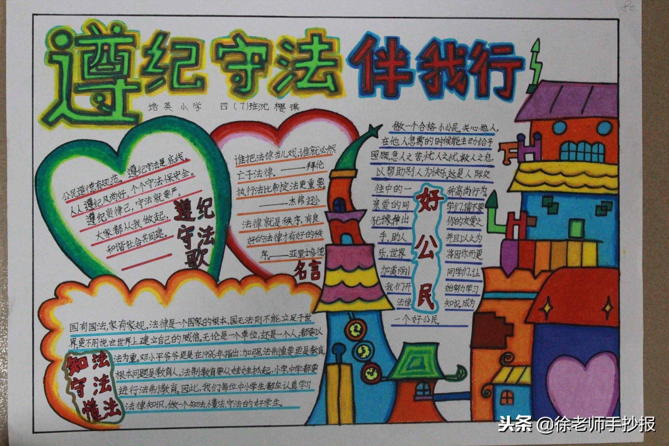 獲一等獎的小學生法制手抄報，設(shè)計的真是漂亮