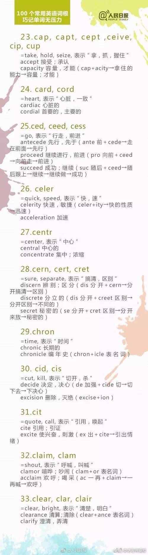 記住這100個(gè)最常用英語詞根，一天能背3000個(gè)單詞！