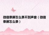 微信錄屏怎么錄不到聲音（微信錄屏怎么錄）