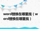 word替換在哪里找（word替換在哪里找）