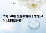 華為p40什么時候發(fā)布（華為p40什么時候開售）