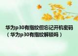 華為p30有指紋但忘記開機(jī)密碼（華為p30有指紋解鎖嗎）