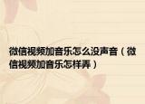 微信視頻加音樂怎么沒聲音（微信視頻加音樂怎樣弄）