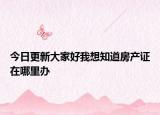 今日更新大家好我想知道房產(chǎn)證在哪里辦