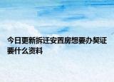 今日更新拆遷安置房想要辦契證要什么資料