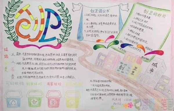 簡單又漂亮的創(chuàng)建衛(wèi)生城市手抄報圖片,城市創(chuàng)衛(wèi)你我他