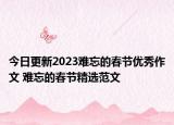 今日更新2023難忘的春節(jié)優(yōu)秀作文 難忘的春節(jié)精選范文