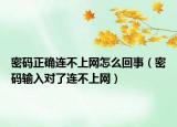 密碼正確連不上網(wǎng)怎么回事（密碼輸入對(duì)了連不上網(wǎng)）