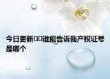 今日更新??誰能告訴我產(chǎn)權(quán)證號(hào)是哪個(gè)