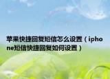 蘋果快捷回復(fù)短信怎么設(shè)置（iphone短信快捷回復(fù)如何設(shè)置）