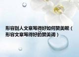 形容別人文章寫得好如何贊美呢（形容文章寫得好的贊美詞）