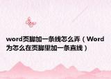 word頁(yè)腳加一條線怎么弄（Word為怎么在頁(yè)腳里加一條直線）