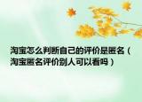 淘寶怎么判斷自己的評價是匿名（淘寶匿名評價別人可以看嗎）