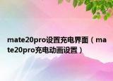 mate20pro設(shè)置充電界面（mate20pro充電動(dòng)畫(huà)設(shè)置）