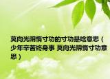莫向光陰惰寸功的寸功是啥意思（少年辛苦終身事 莫向光陰惰寸功意思）