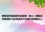 橫看成嶺側(cè)成峰寫的是哪一座山（橫看成嶺側(cè)成峰 遠(yuǎn)近高低各不同是寫的哪座山）