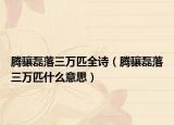 騰驤磊落三萬(wàn)匹全詩(shī)（騰驤磊落三萬(wàn)匹什么意思）