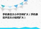 手機錄音太小聲怎樣擴大（手機錄音聲音太小如何擴大）