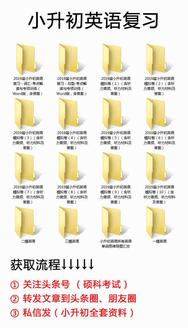 2019小升初英語(yǔ)復(fù)習(xí)試卷及答案（word版、附答案、可打?。┧俨兀? class=