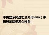 手機顯示網(wǎng)速怎么關閉vivo（手機顯示網(wǎng)速怎么設置）