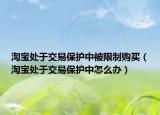 淘寶處于交易保護(hù)中被限制購買（淘寶處于交易保護(hù)中怎么辦）