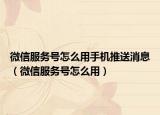 微信服務(wù)號怎么用手機(jī)推送消息（微信服務(wù)號怎么用）