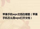 蘋果手機wps文檔在哪里（蘋果手機怎么用wps打開文檔）
