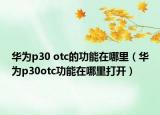 華為p30 otc的功能在哪里（華為p30otc功能在哪里打開(kāi)）