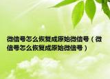 微信號怎么恢復(fù)成原始微信號（微信號怎么恢復(fù)成原始微信號）