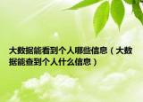 大數(shù)據(jù)能看到個人哪些信息（大數(shù)據(jù)能查到個人什么信息）