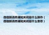 微信新消息通知關閉是什么操作（微信新消息通知關閉是什么意思）