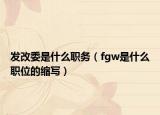 發(fā)改委是什么職務(wù)（fgw是什么職位的縮寫）