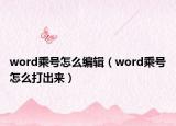 word乘號怎么編輯（word乘號怎么打出來）