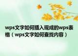 wps文字如何插入現(xiàn)成的wps表格（wps文字如何查找內容）