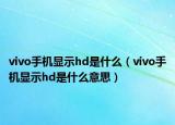 vivo手機顯示hd是什么（vivo手機顯示hd是什么意思）