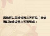 微信可以單獨(dú)設(shè)置三天可見（微信可以單獨(dú)設(shè)置三天可見嗎）