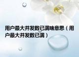 用戶最大并發(fā)數(shù)已滿啥意思（用戶最大并發(fā)數(shù)已滿）