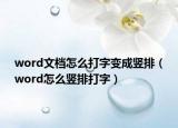 word文檔怎么打字變成豎排（word怎么豎排打字）