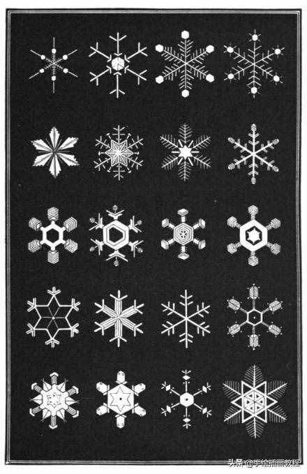 《Snowflakes》中各種雪花的畫法，碼了