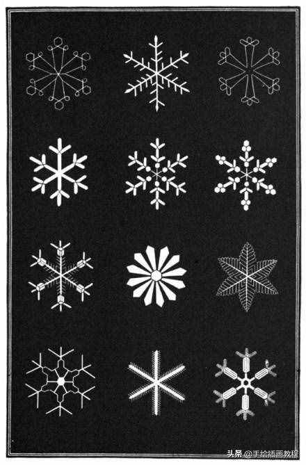 《Snowflakes》中各種雪花的畫法，碼了