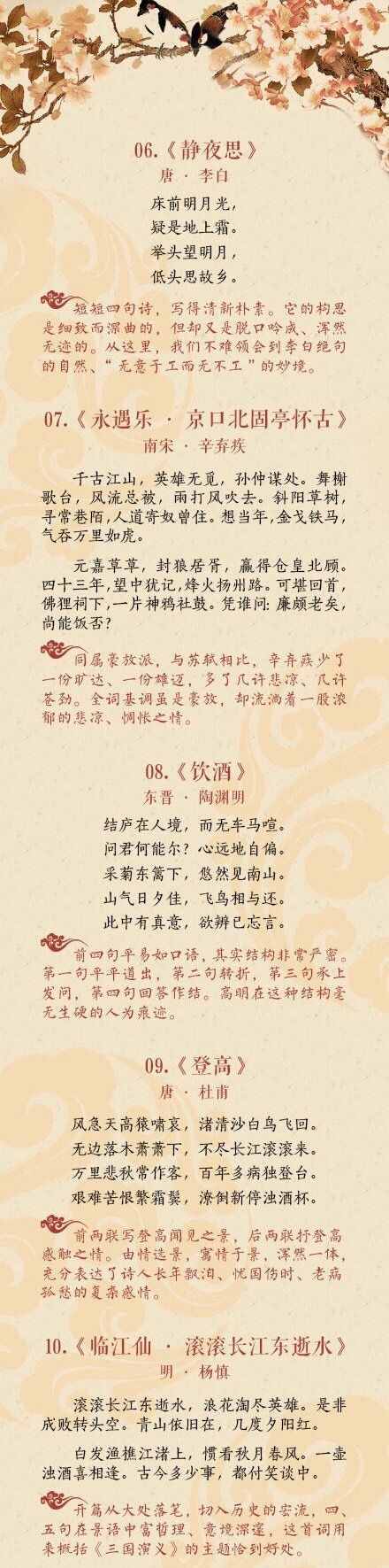歷史上高水平的40首詩(shī)詞，中國(guó)詩(shī)詞的巔峰之美！收藏
