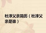 杜淳父親簡(jiǎn)歷（杜淳父親是誰）