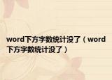word下方字?jǐn)?shù)統(tǒng)計沒了（word下方字?jǐn)?shù)統(tǒng)計沒了）