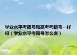 學(xué)業(yè)水平考籍號(hào)和高考考籍號(hào)一樣嗎（學(xué)業(yè)水平考籍號(hào)怎么查）