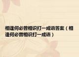 相逢何必曾相識(shí)打一成語(yǔ)答案（相逢何必曾相識(shí)打一成語(yǔ)）
