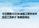 今日更新2022年金融工程專業(yè)畢業(yè)后工資多少 有哪些崗位