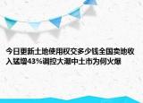 今日更新土地使用權(quán)交多少錢(qián)全國(guó)賣(mài)地收入猛增43%調(diào)控大潮中土市為何火爆
