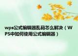 wps公式編輯器亂碼怎么解決（WPS中如何使用公式編輯器）
