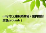 ump怎么用視頻教程（國內(nèi)如何瀏覽proumb）