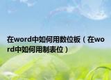 在word中如何用數位板（在word中如何用制表位）